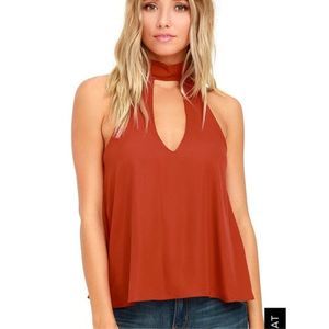 Lulu's | Burnt Orange Choker Tank Top
